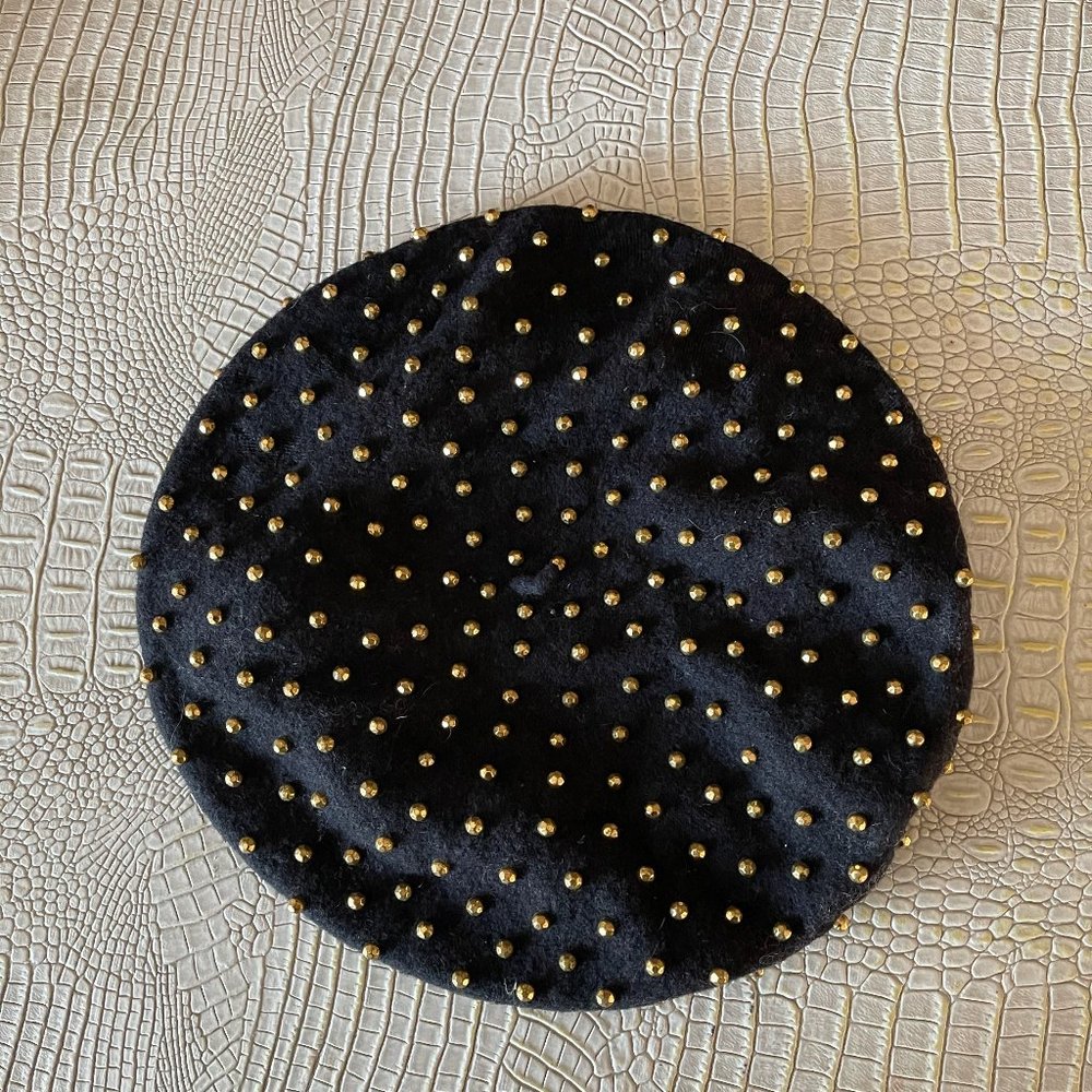 Don Kline Black & Gold Stud Beanie - Never Worn
